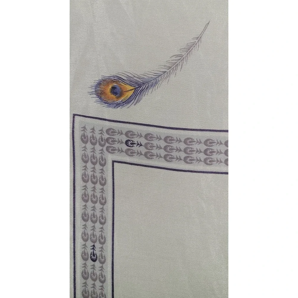 Vintage Serge Nancel White and‎ Purple Scarf Stylish Designer Accessory 52x11 in